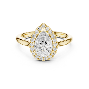 Pear-Shaped Halo Diamond Ring