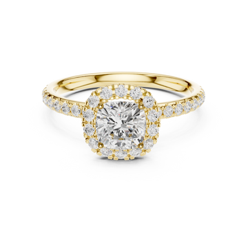 Cushion Halo Pave Diamond Ring