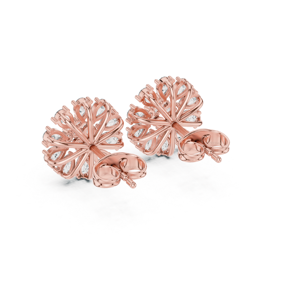 Radiant Bloom Cluster Diamond Stud Earrings