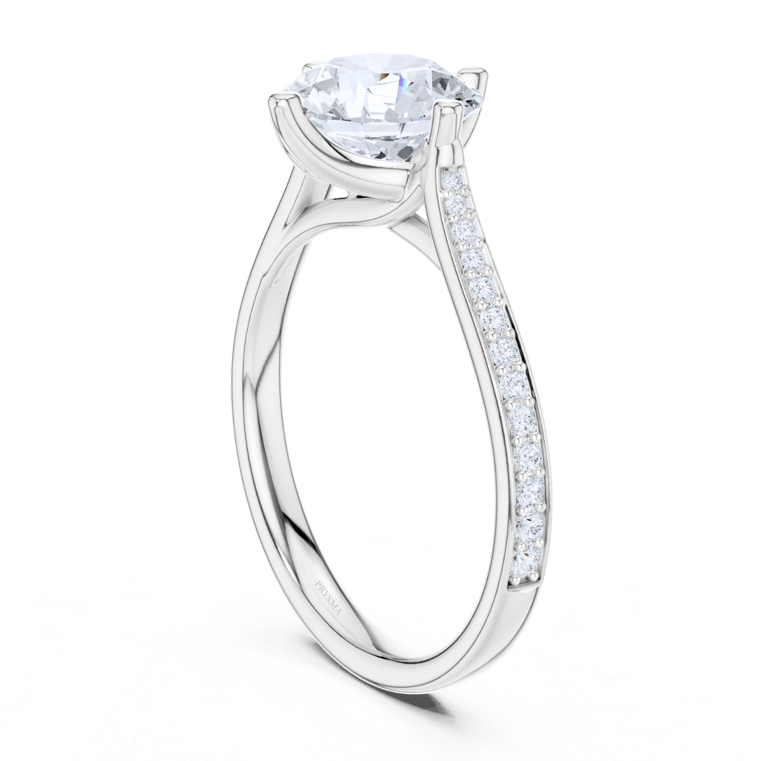 Pave-Set Diamond Solitaire Ring