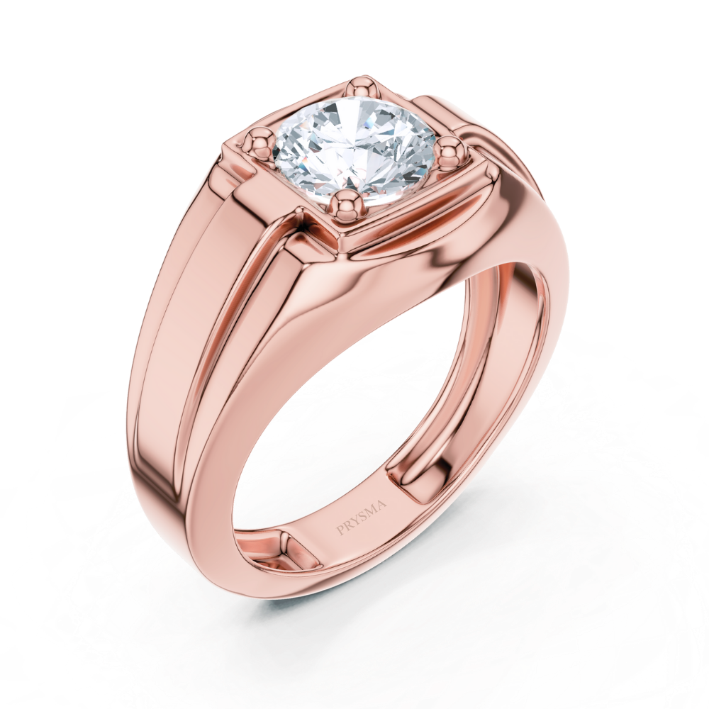 Regal Round Solitaire Men's Ring