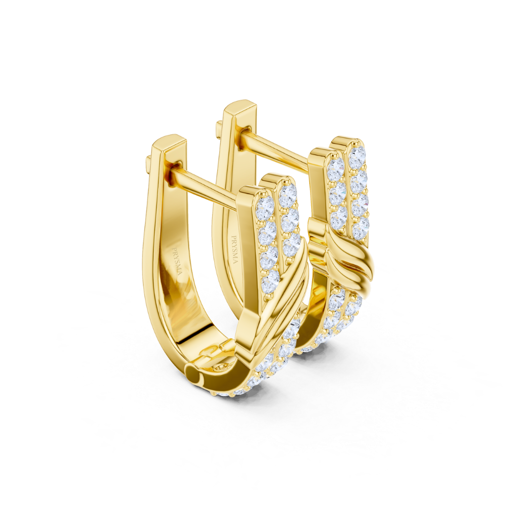 Golden Crest Diamond Huggie Earrings
