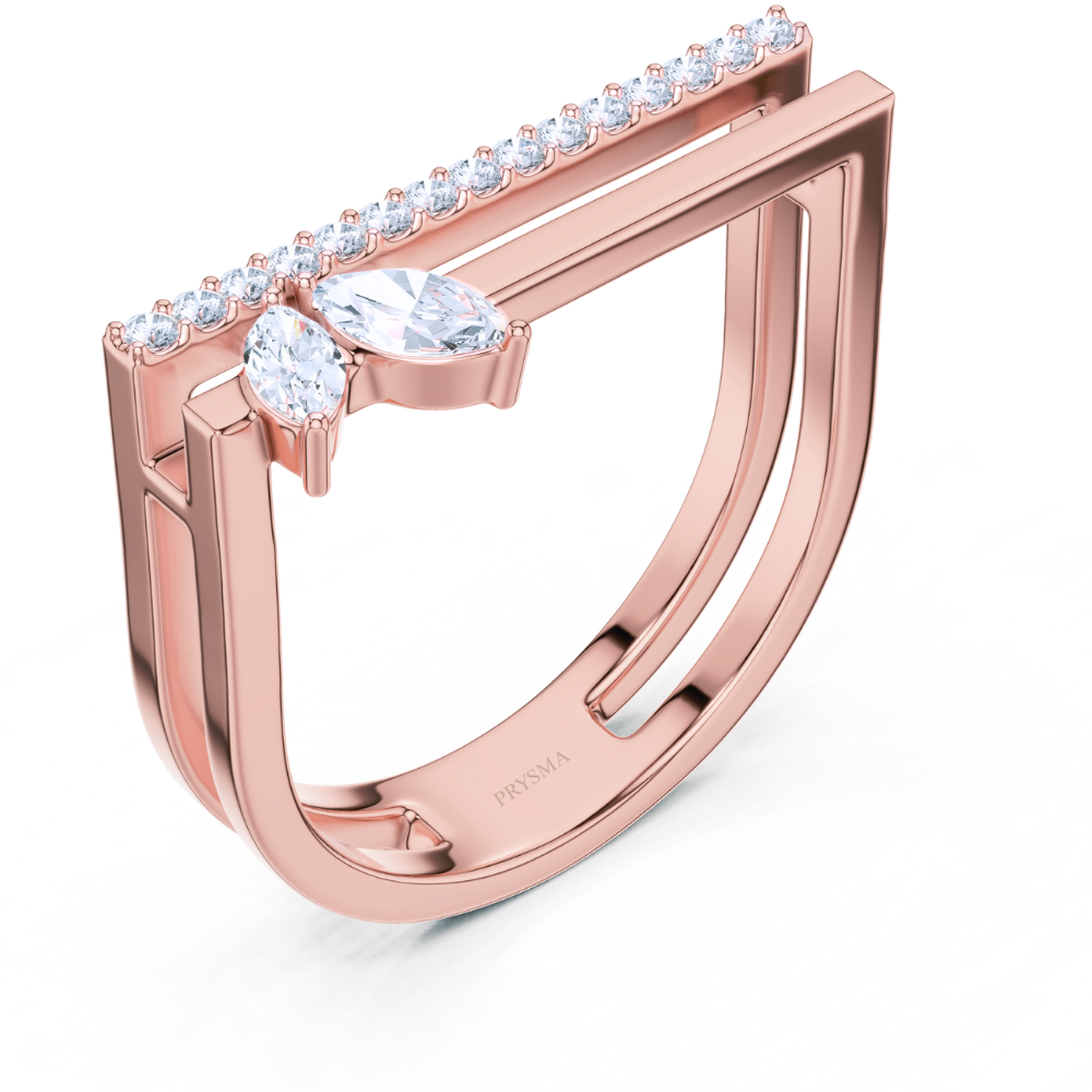 Marquise Charm Geometric Ring