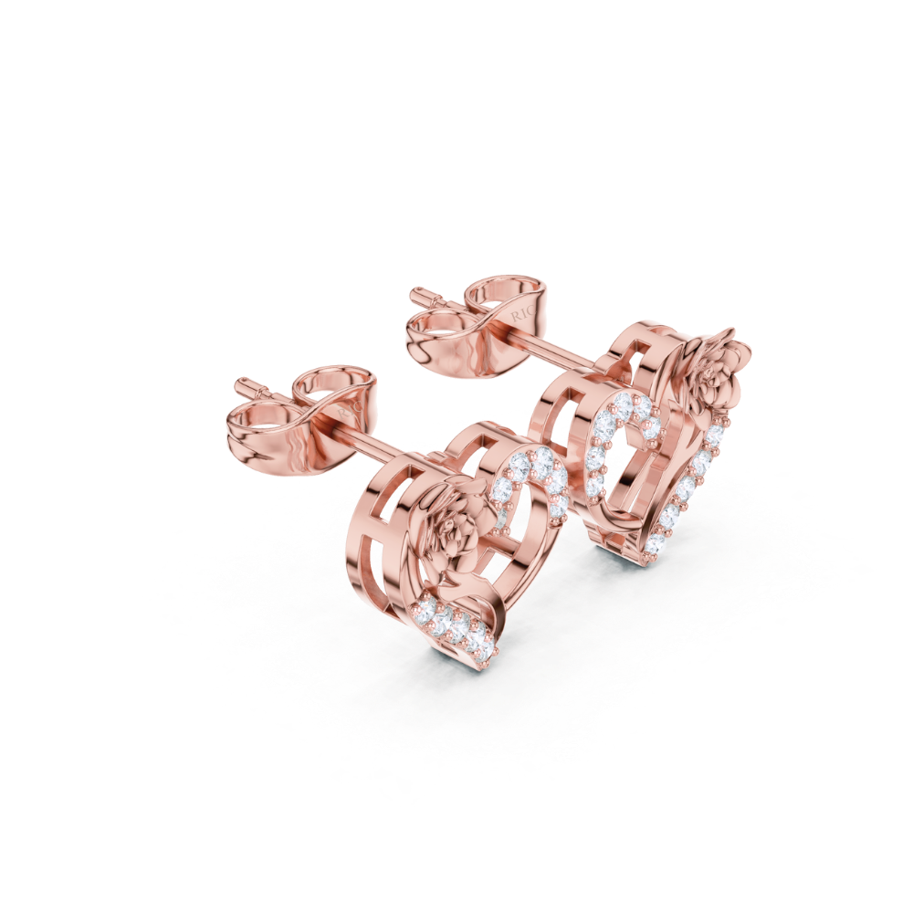 Golden Bloom Heart Diamond Earrings