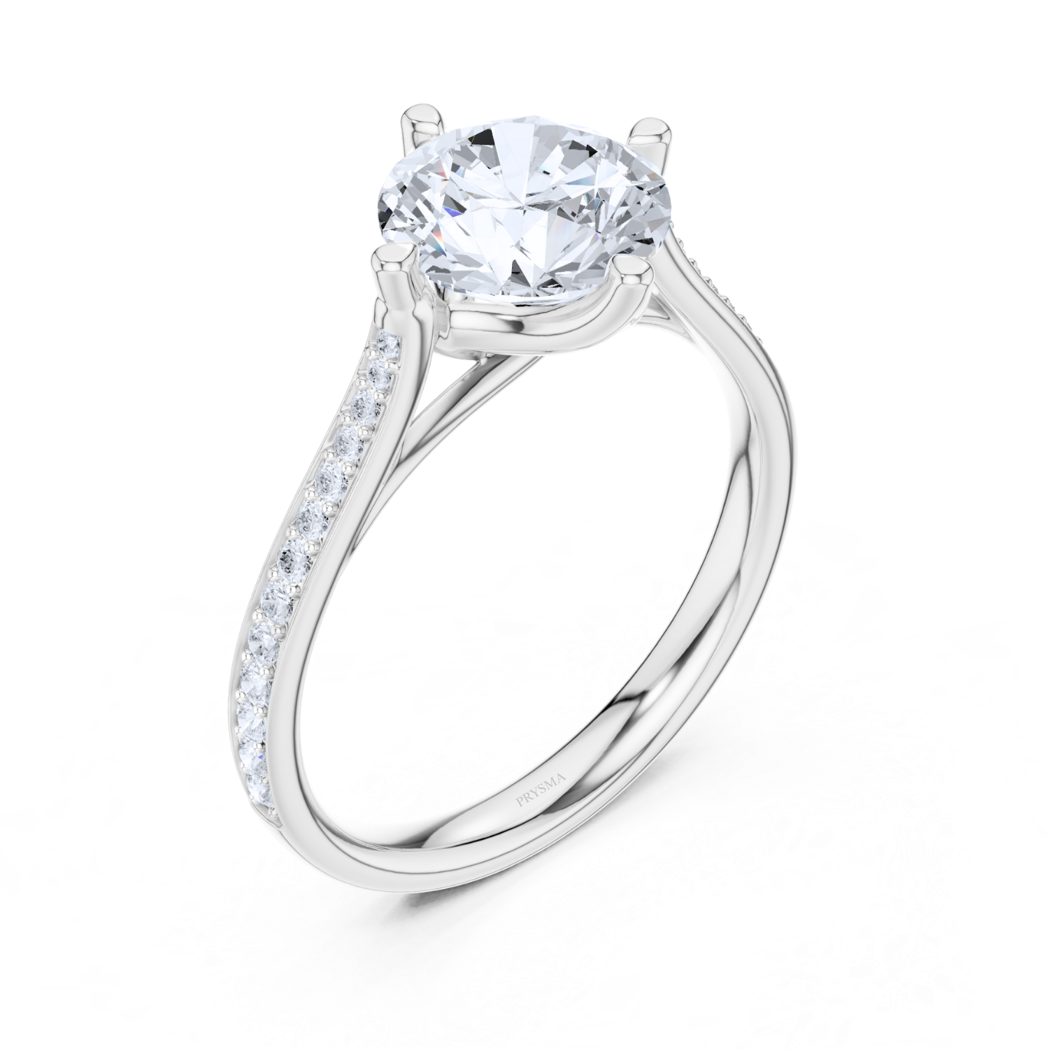 Pave-Set Diamond Solitaire Ring