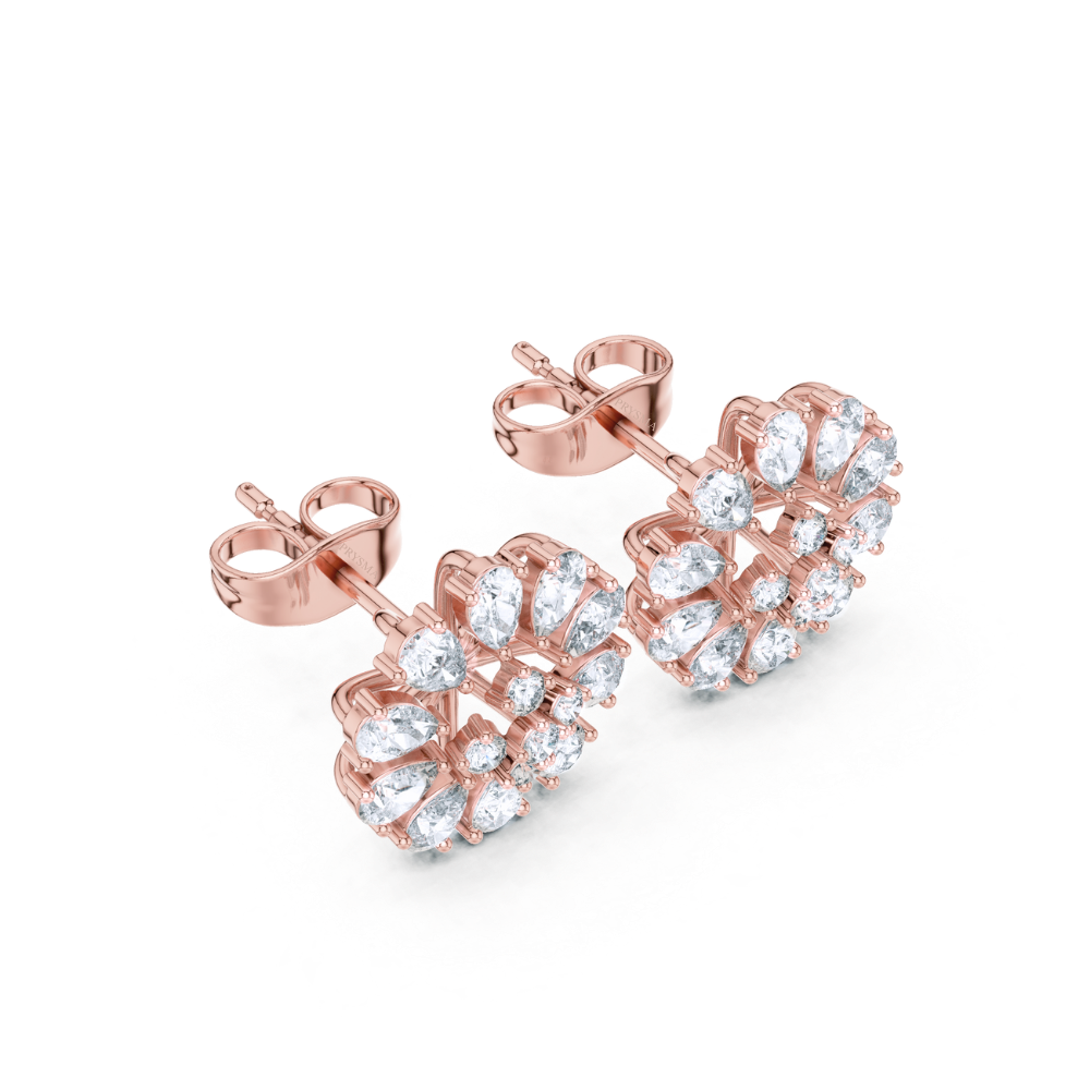 Radiant Bloom Cluster Diamond Stud Earrings