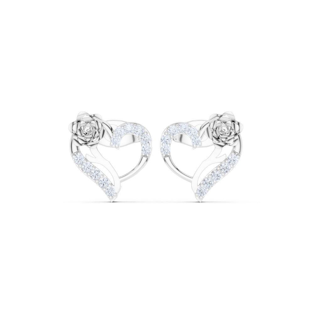 Golden Bloom Heart Diamond Earrings