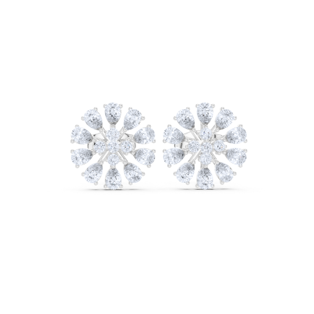 Radiant Bloom Cluster Diamond Stud Earrings