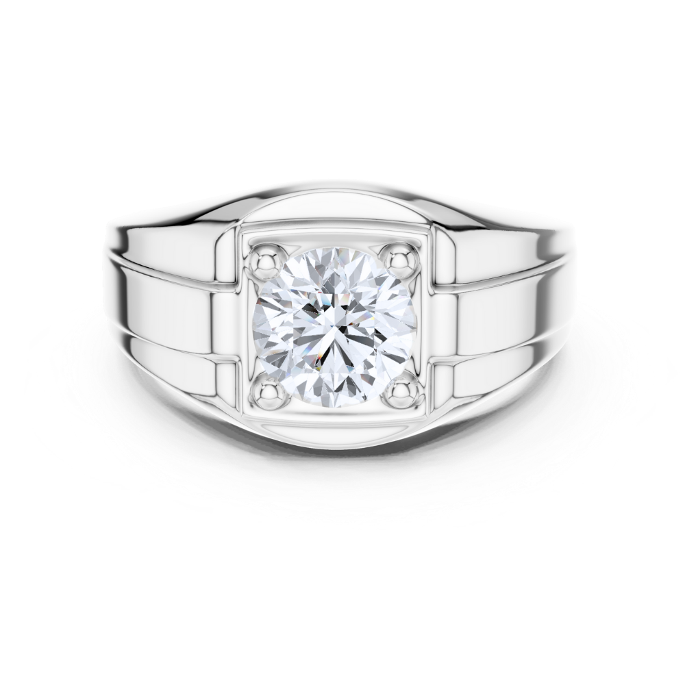 Regal Round Solitaire Men's Ring