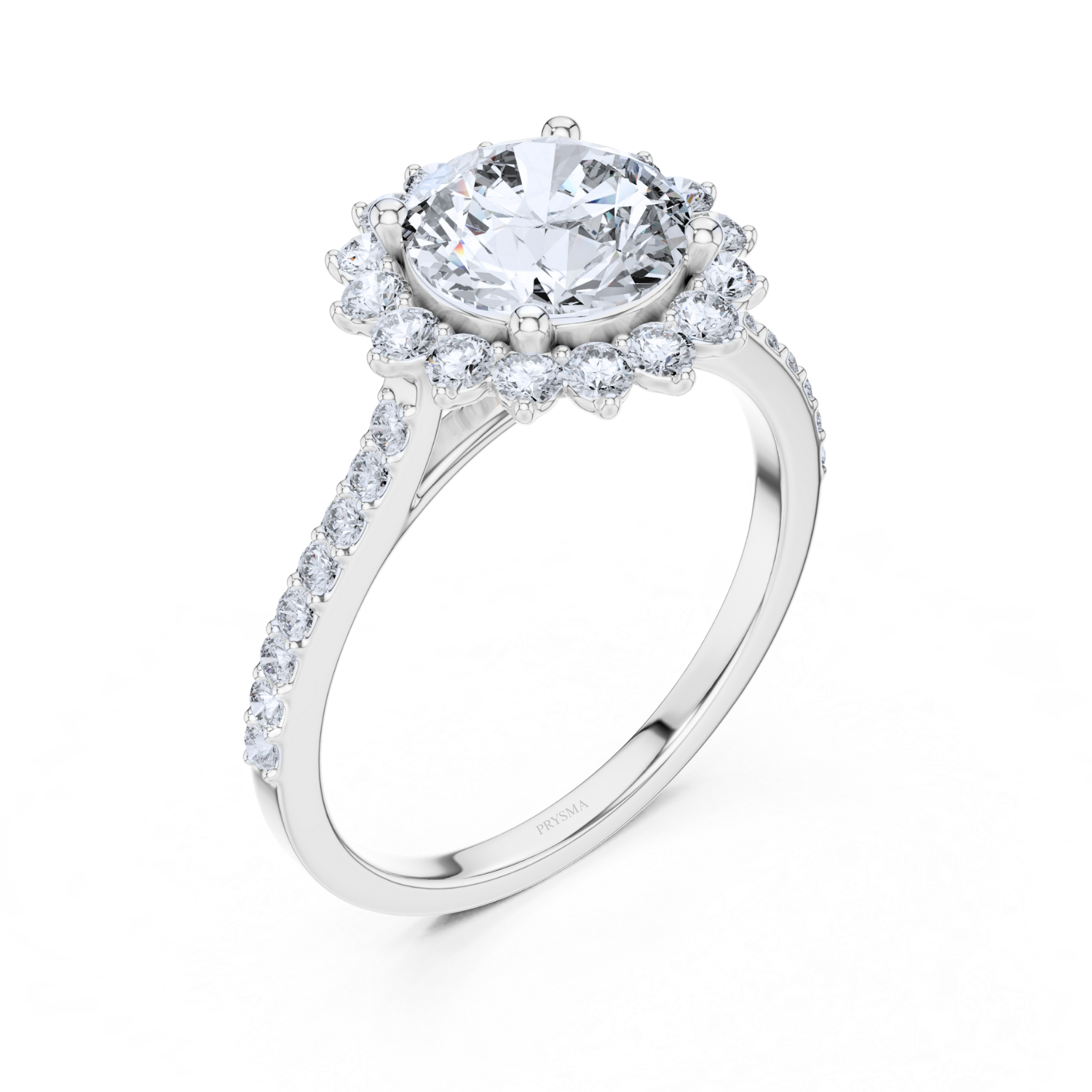 Classic Floral Halo Diamond Ring