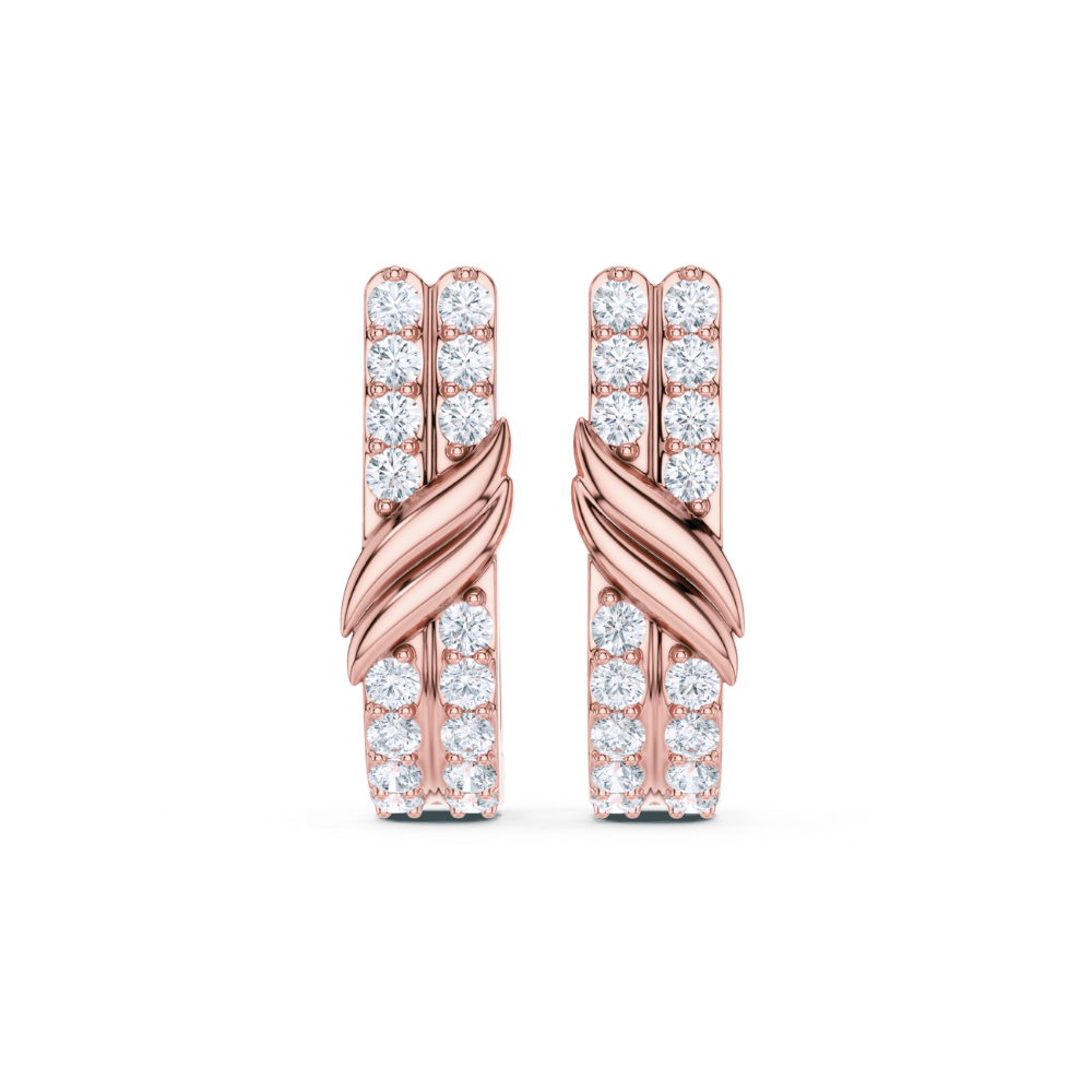Golden Crest Diamond Huggie Earrings