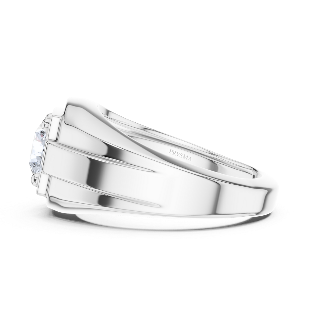 Regal Round Solitaire Men's Ring