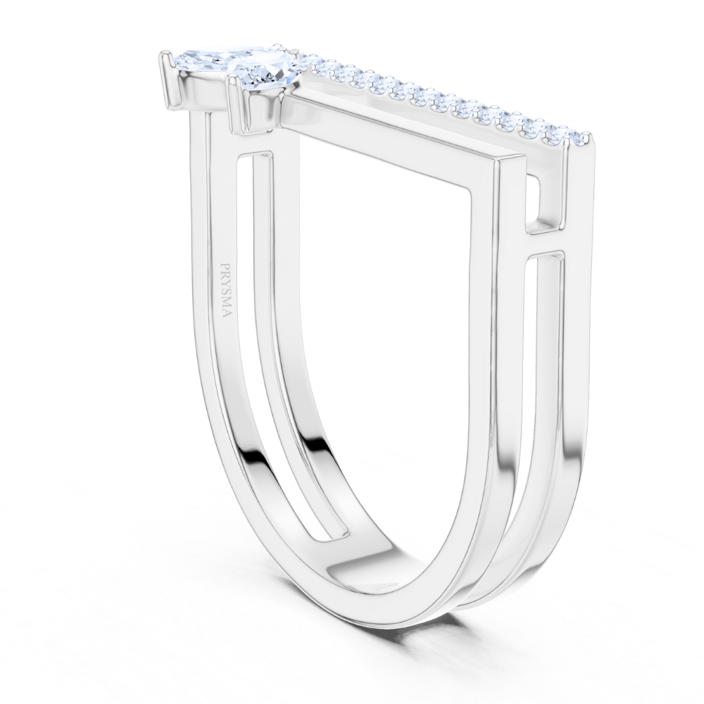 Marquise Charm Geometric Ring