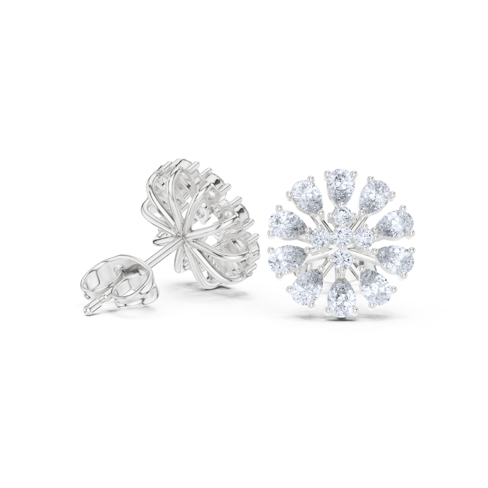 Radiant Bloom Cluster Diamond Stud Earrings