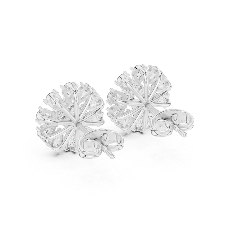 Radiant Bloom Cluster Diamond Stud Earrings