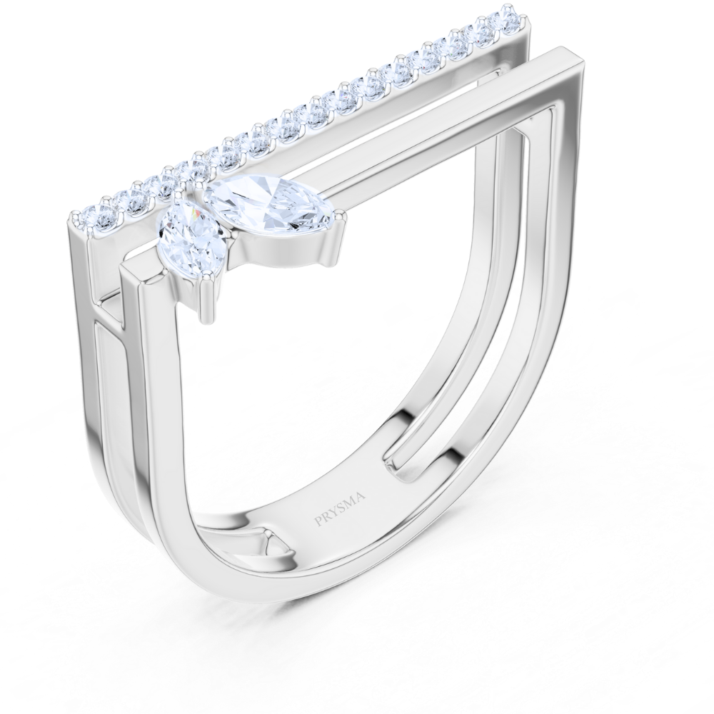 Marquise Charm Geometric Ring