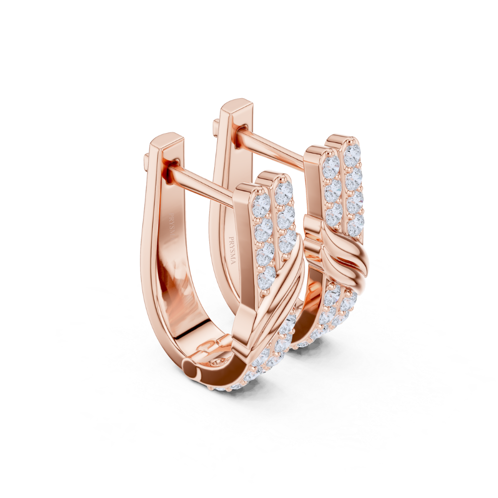 Golden Crest Diamond Huggie Earrings