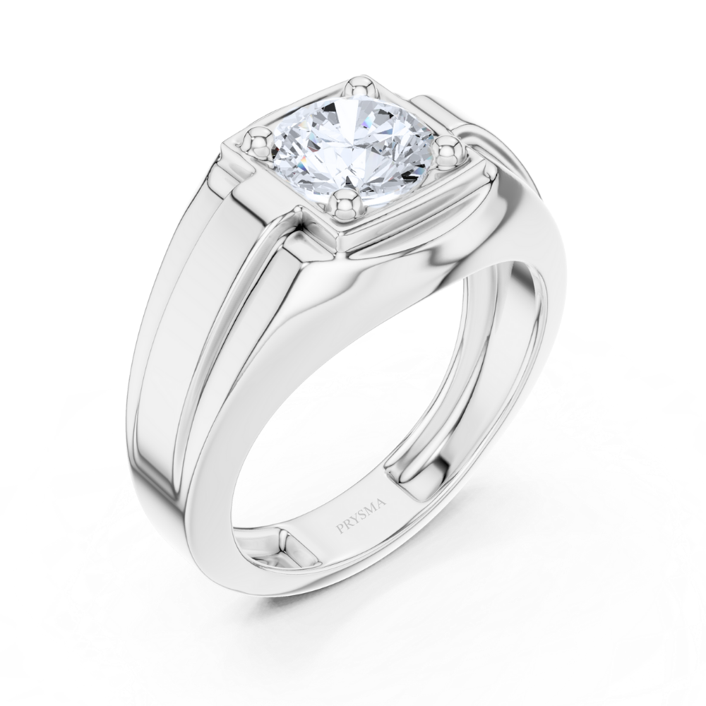 Regal Round Solitaire Men's Ring
