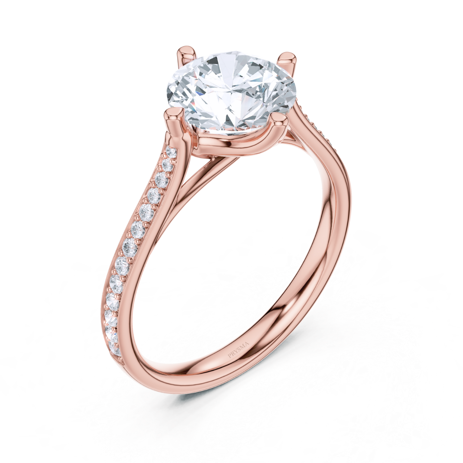 Pave-Set Diamond Solitaire Ring