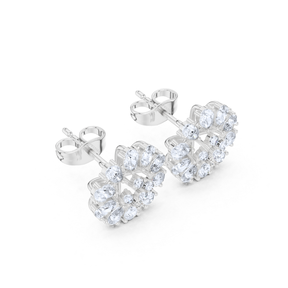 Radiant Bloom Cluster Diamond Stud Earrings