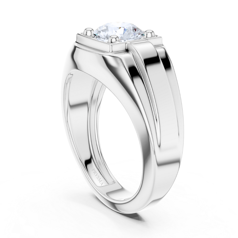 Regal Round Solitaire Men's Ring