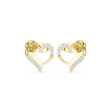 Golden Bloom Heart Diamond Earrings
