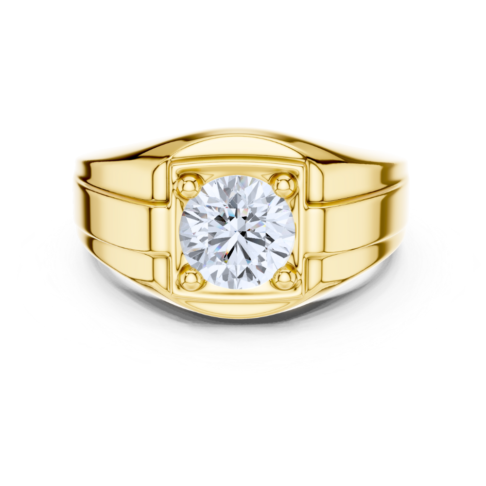 Regal Round Solitaire Men's Ring