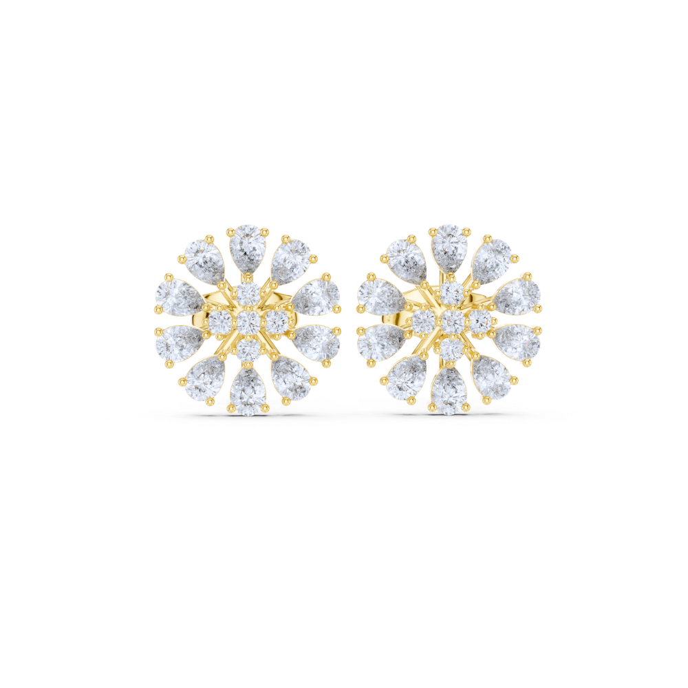 Radiant Bloom Cluster Diamond Stud Earrings