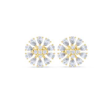 Radiant Bloom Cluster Diamond Stud Earrings