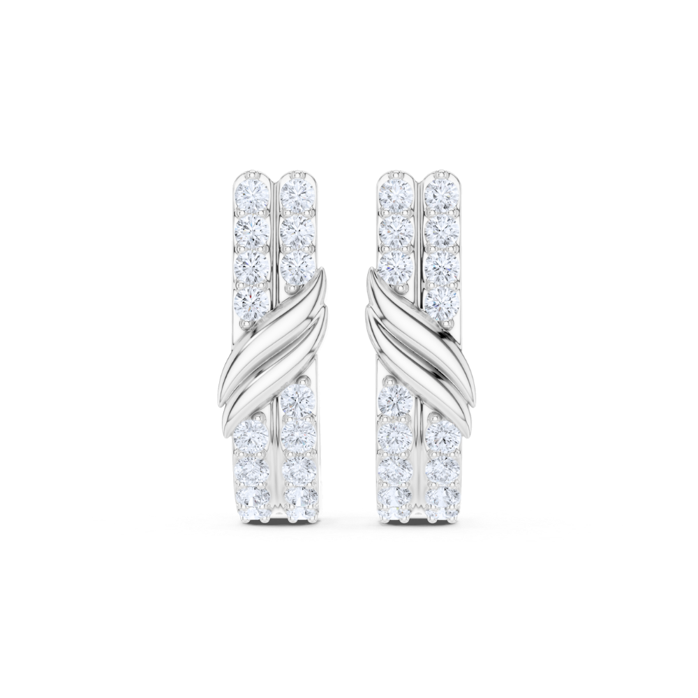 Golden Crest Diamond Huggie Earrings