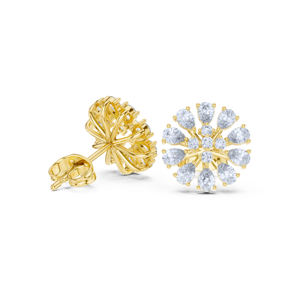 Radiant Bloom Cluster Diamond Stud Earrings