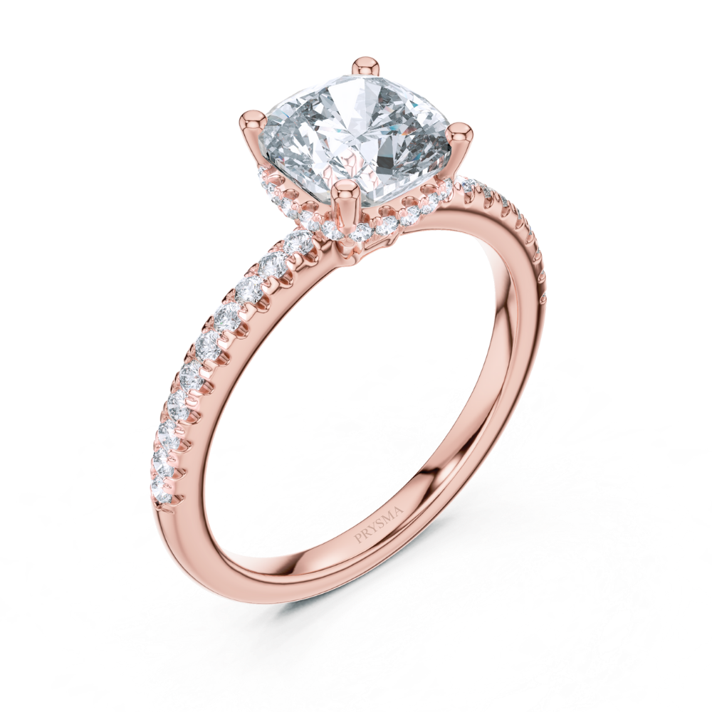 Radiant Cushion-Cut Diamond Ring with Pavé Ring