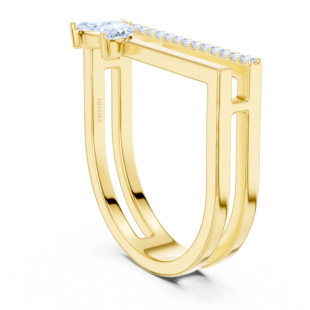 Marquise Charm Geometric Ring