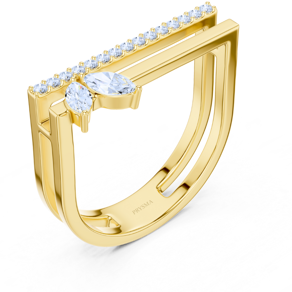 Marquise Charm Geometric Ring