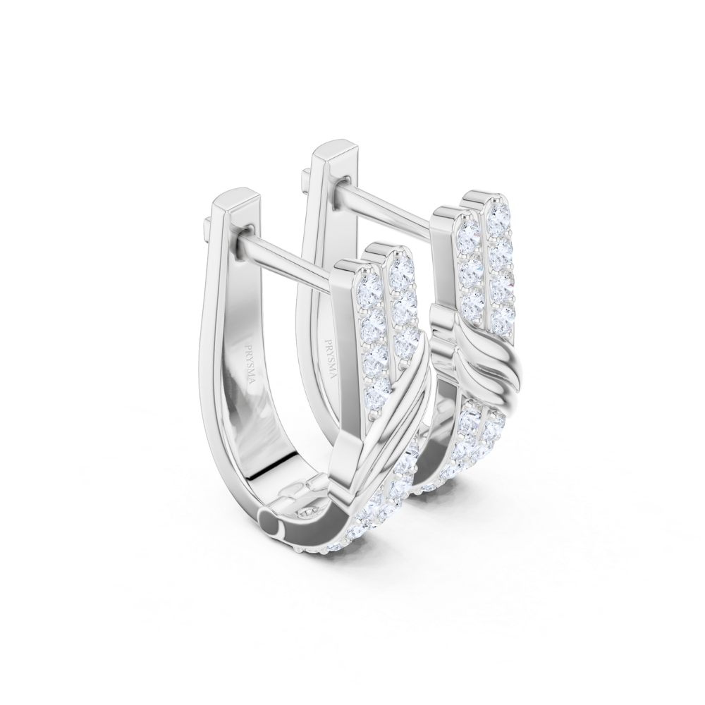 Golden Crest Diamond Huggie Earrings