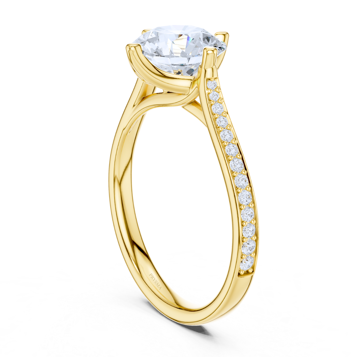 Pave-Set Diamond Solitaire Ring