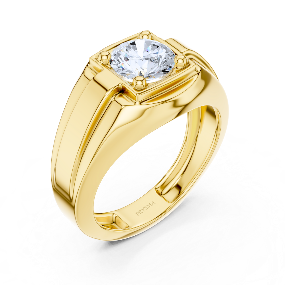 Regal Round Solitaire Men's Ring