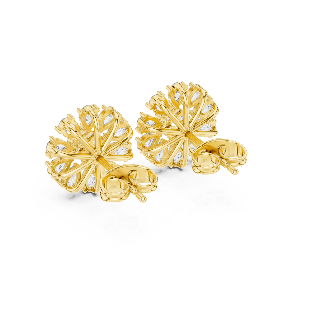 Radiant Bloom Cluster Diamond Stud Earrings