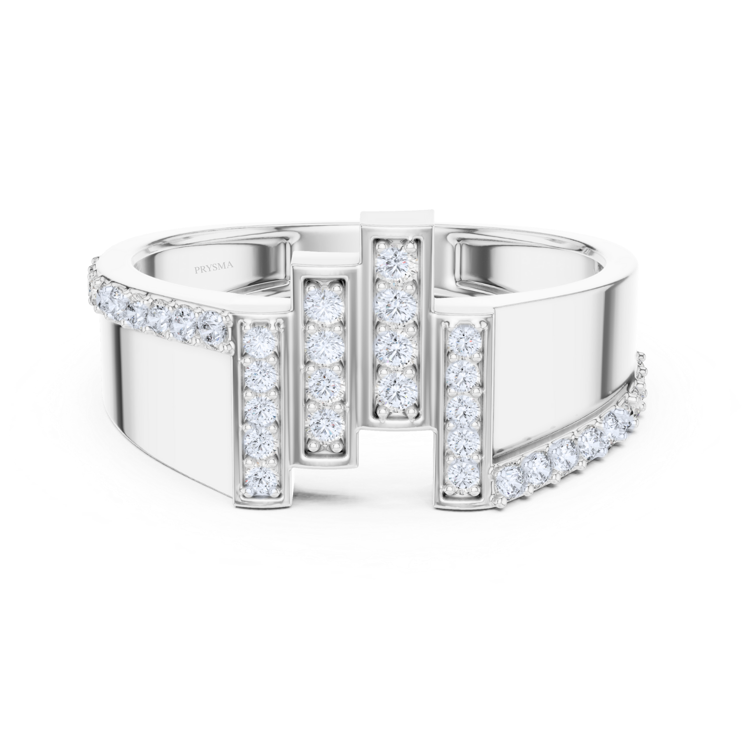 Geometric Diamond Bar Ring