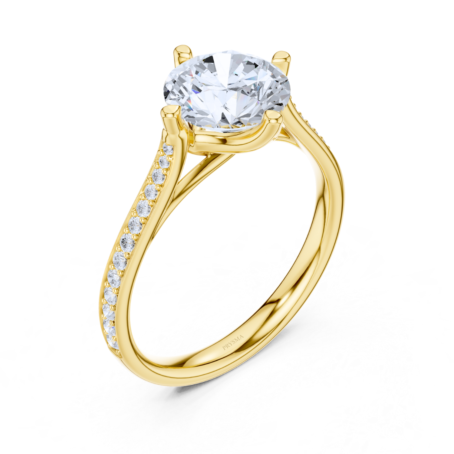 Pave-Set Diamond Solitaire Ring