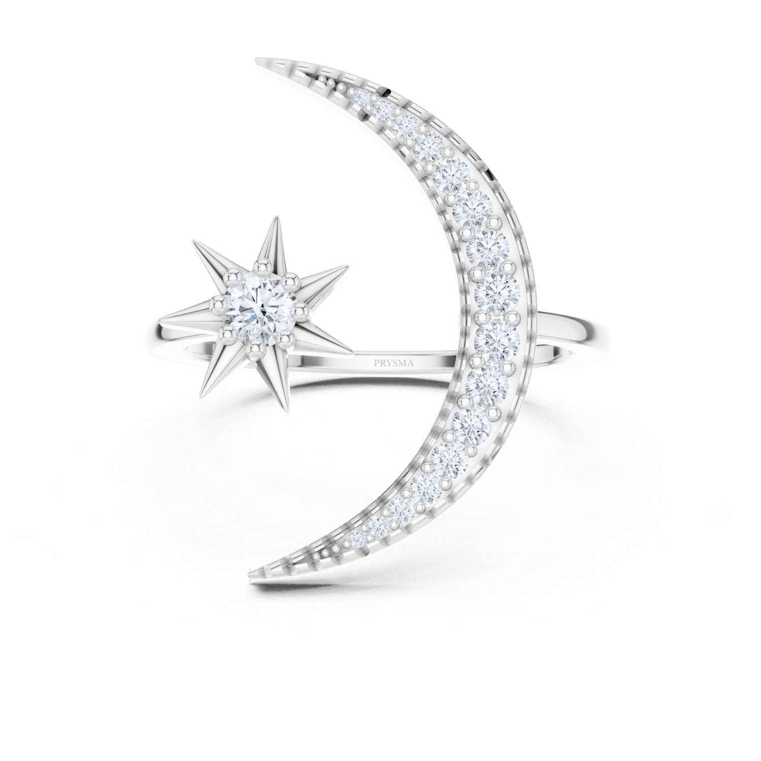 Celestial Moon & Star Diamond Ring