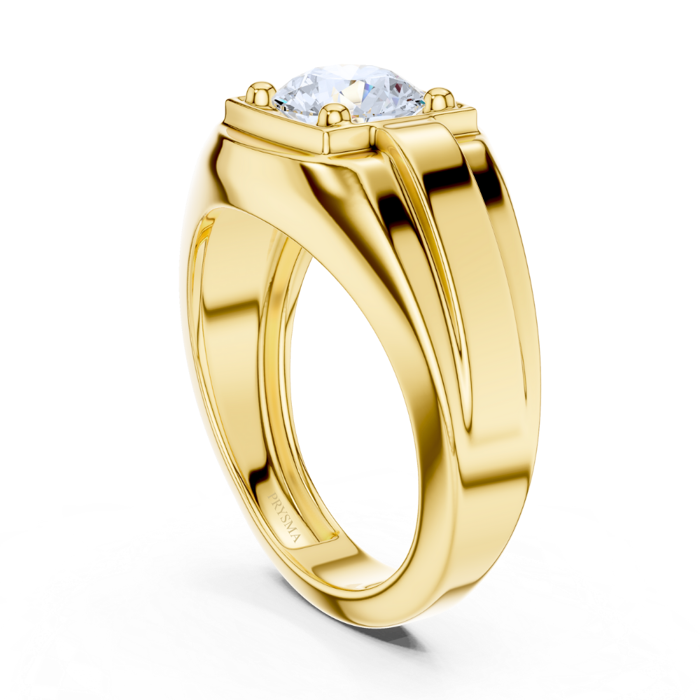 Regal Round Solitaire Men's Ring