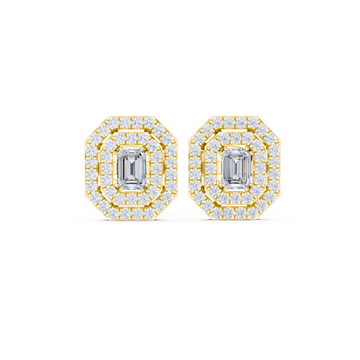 Emerald Radiance Octagon Halo Stud Earrings