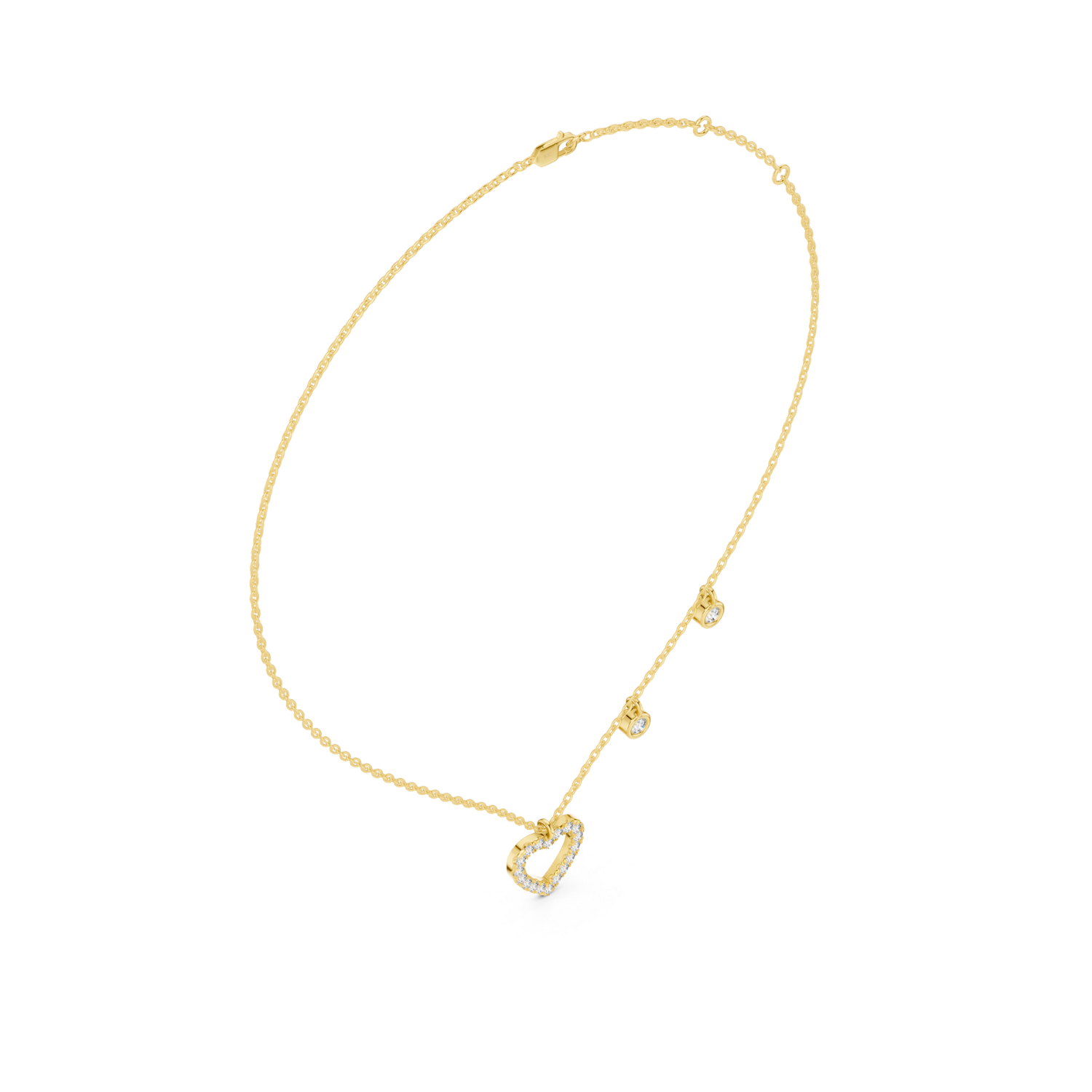Heart Motif Diamond Drop Necklace
