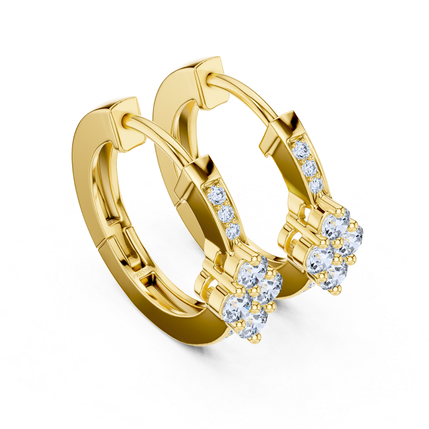 Diamond Cluster Hoop Earrings