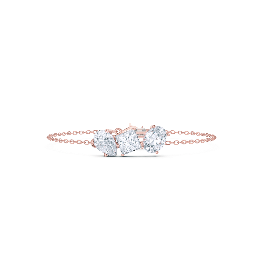 Triple-Stone Gold Chain Bracelet