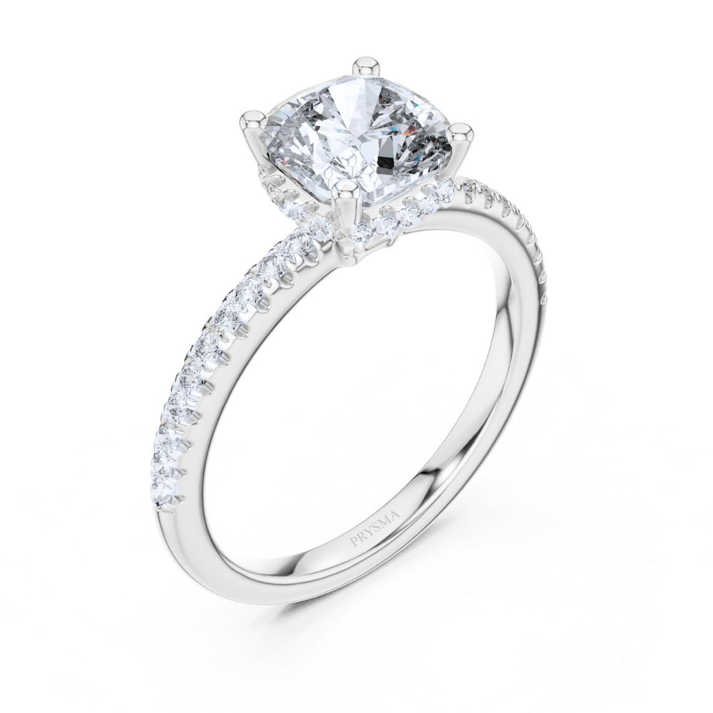 Radiant Cushion-Cut Diamond Ring with Pavé Ring