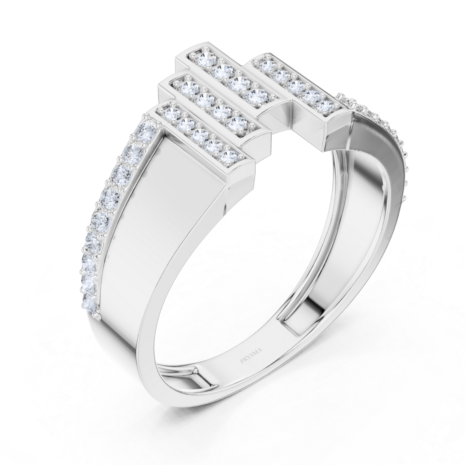 Geometric Diamond Bar Ring
