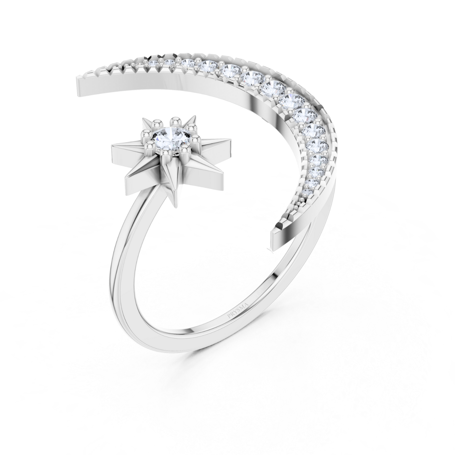 Celestial Moon & Star Diamond Ring