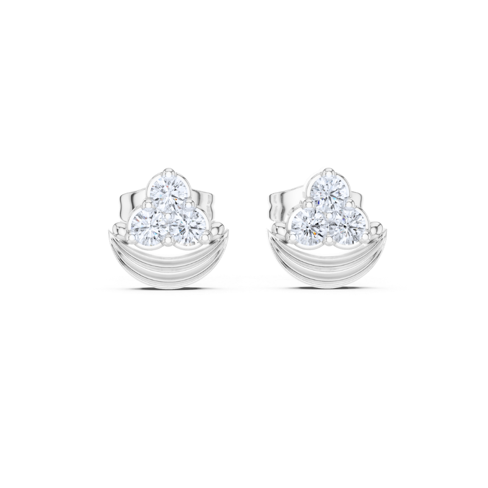 Celestial Trio Crescent Diamond Studs